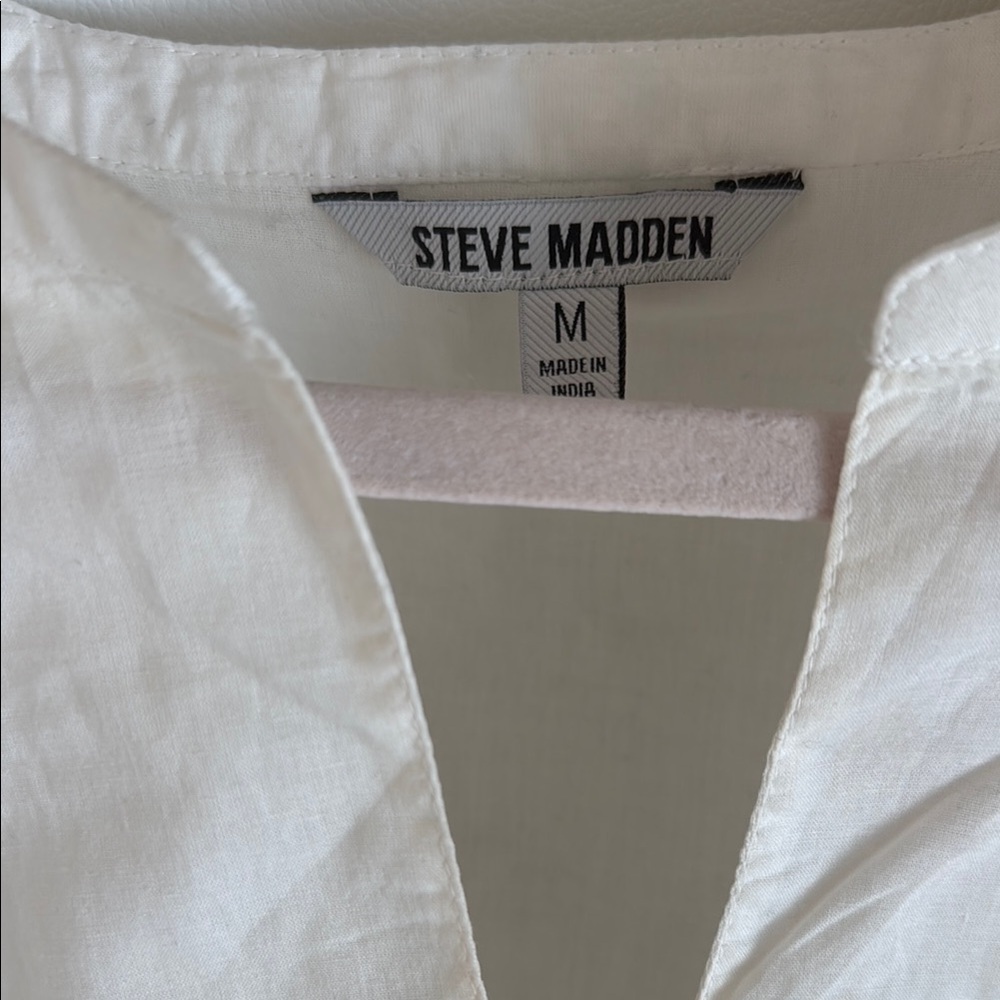 Steve Madden Off White Ruffle Sleeveless Eyelet Dress - Picture 4 of 7